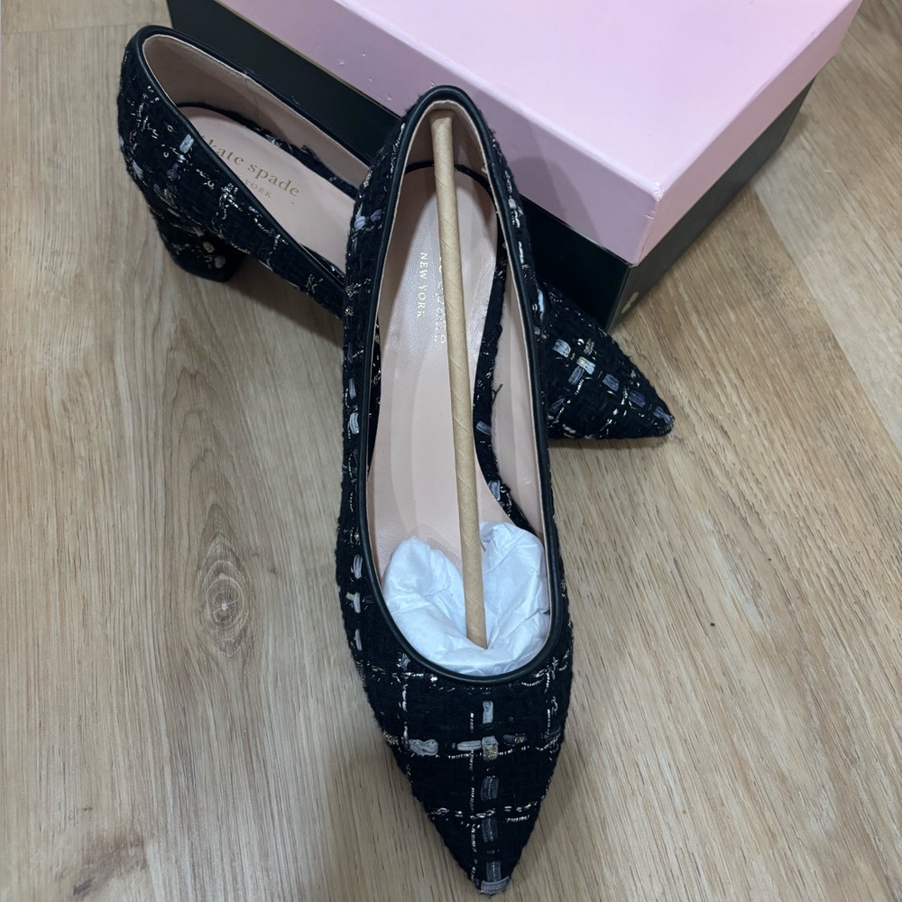 Kate Spade Black and White Tweed Heels